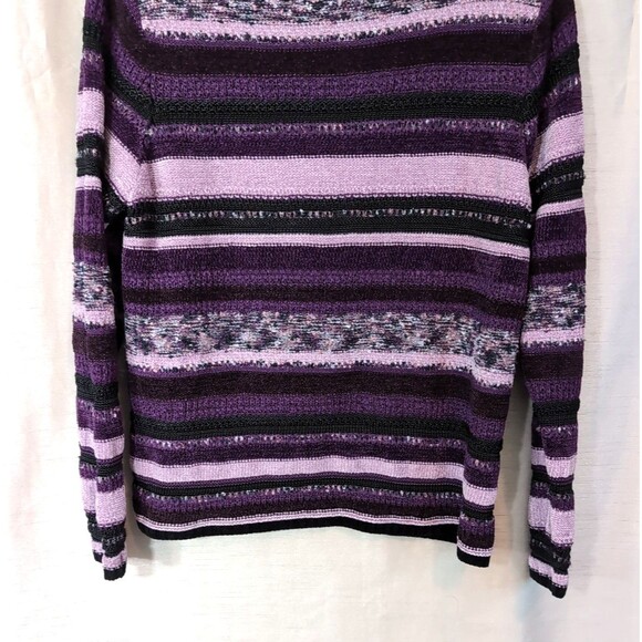 Valerie Stevens Size XL Purple Striped Cotton Blend Long Sleeve Sweater Retro - Picture 10 of 12